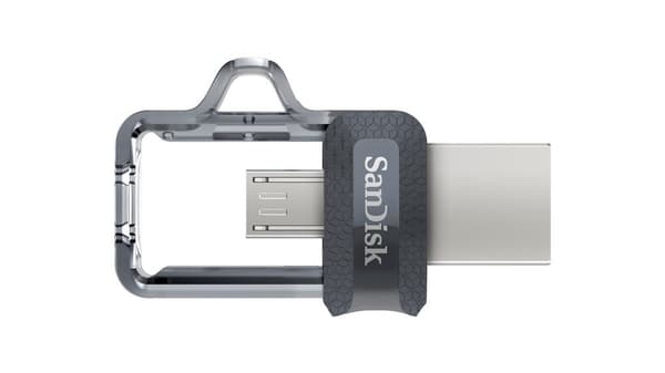 SanDisk Ultra Dual m3.0 USB-minne 32 GB USB Type-A / Micro-USB 3.2 Gen 1 (3.1 Gen 1) Svart, Silver, Transparent