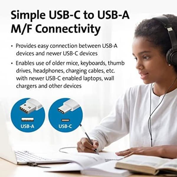 USB-C till USB-A-adapter - KENSINGTON - CA1010 - Plug & Play - 5 Gbit/s överföring - 5V/3A snabbladdning
