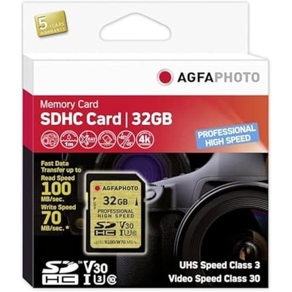 SD-kort - AGFAPHOTO - SDHC UHS I - 32 GB - U3 hastighet - V30 hastighet