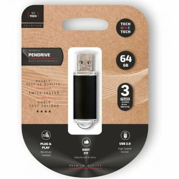 USB-tikku Tech One Tech TEC3008-64 Musta