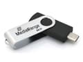 Miniatyrbild 1 av 4: MediaRange MR1952, 32 GB, USB Type-C, 3.2 Gen 1 (3.1 Gen 1), 70 MB/s, Sväng, Svart, Silver