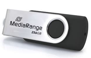 MediaRange MR1955, 256 GB, USB Type-C, 3.2 Gen 1 (3.1 Gen 1), 100 MB/s, Sväng, Svart, Silver