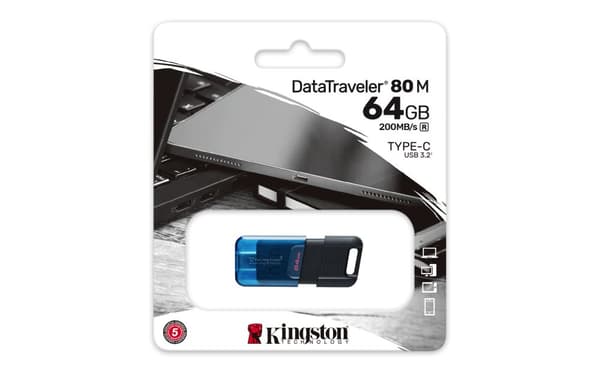 Kingston Technology DataTraveler 64GB 80M 200MB/s USB-C 3.2 Gen 1