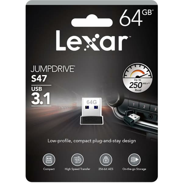 USB-Penn Lexar JumpDrive S47 Svart 64 GB Sort