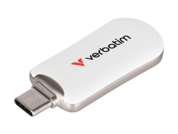 Verbatim 30230, 256 GB, USB Type-C, 3.2 Gen 1 (3.1 Gen 1), 100 MB/s, Uten lokk, Hvit