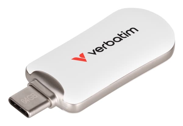 Verbatim 30228, 64 GB, USB Type-C, 3.2 Gen 1 (3.1 Gen 1), 100 MB/s, Uten lokk, Hvit