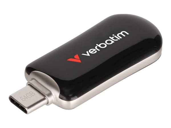 Verbatim Plectra - USB flash-enhet - 64 GB - USB 3.2 Gen 1 / USB-C - svart Svart