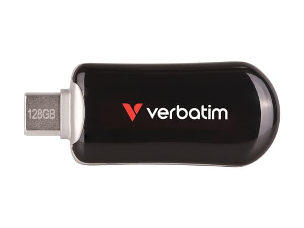 Verbatim Plectra USB-C Flash Drive Black 128GB, 128 GB, USB Type-C, 3.2 Gen 1 (3.1 Gen 1), 100 MB/s, Capless, Black