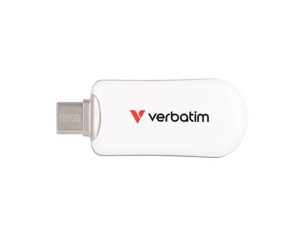 Verbatim 30229, 128 GB, USB Type-C, 3.2 Gen 1 (3.1 Gen 1), 100 MB/s, Uten lokk, Hvit Hvit