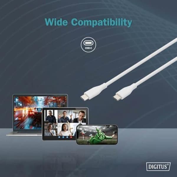 USB 2.0 anslutningskabel - DIGITUS - Type-C till Type-C - 480 Mbit/s - 60W Power Delivery - Flexibel