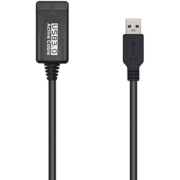 AISENS A105-0525 USB 3.0 förlängningskabel med förstärkare, typ A/M-A/H, svart 5,0 m