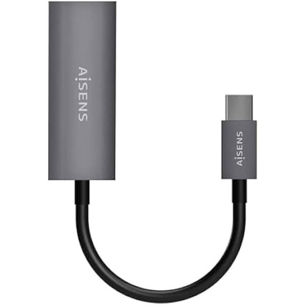AISENS - A109-0709 - USB3.1 Gen1 USB-C till Gigabit Ethernet-omvandlare 10/100/1000 Mbps, Grå, 15 cm