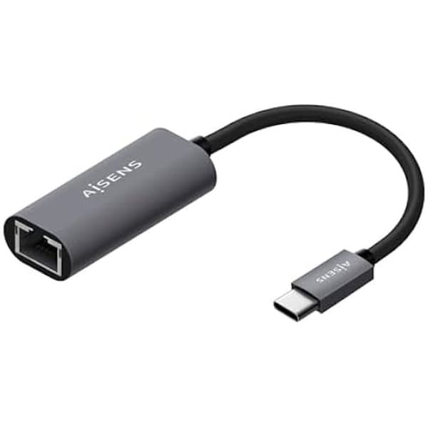 AISENS - A109-0709 - USB3.1 Gen1 USB-C till Gigabit Ethernet-omvandlare 10/100/1000 Mbps, Grå, 15 cm Grå