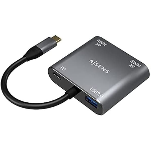 USB Type-C Adapter AISENS A109-0625 2X HDMI HEMBRA VGA HEMBRA USB Typ-C MACHO USB HEMBRA USB TYPO-C HEMBRA