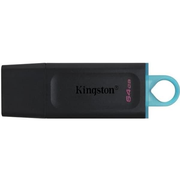KINGSTON DataTraveler® Exodia 64GB USB-minne - Med skyddskåpa och nyckelringar Svart, Turkos