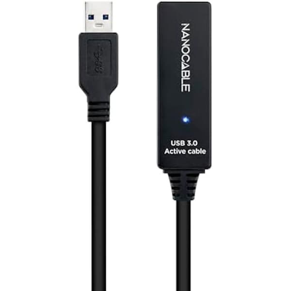 NanoCable 10.01.0312 - USB 3.0 förlängningskabel med förstärkare, typ A/M-A-A/F, 10m