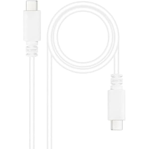 NANOCABLE 10.01.2301-L150-W - USB-C till USB-C 3A-kabel, för mobiltelefoner, surfplattor, bärbara datorer, etc. USB2.0,