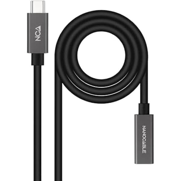NANOCABLE 10.01.4400 - USB 3.2 Gen2x2 20Gbps 3A-kabel, 4K/60Hz, USB-C hane till USB-C hona, svart, 0,5 m
