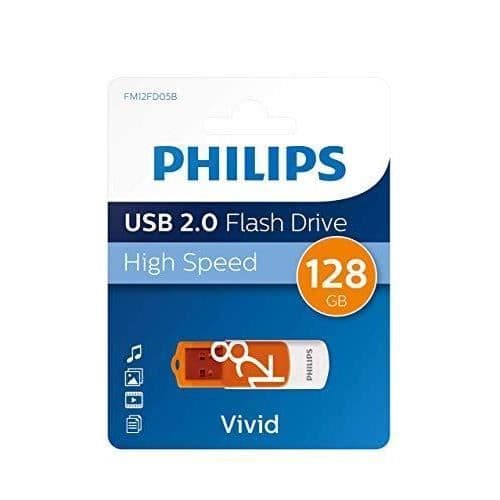 USB-minne - Philips - Vivid Edition - 128 GB - USB 2.0 - Digital lagring Orange, Vit