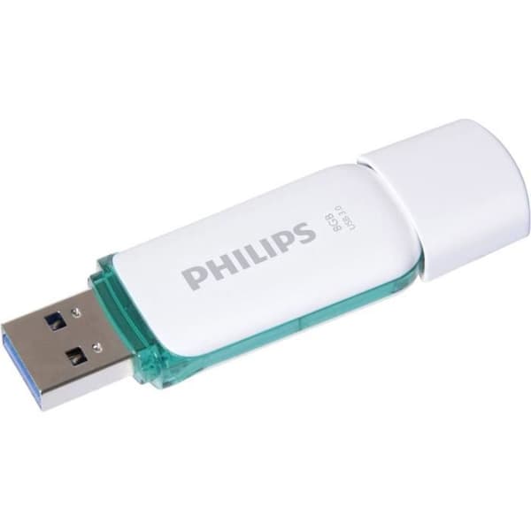 USB-nyckel - PHILIPS - SNOW FM08FD75B/00 - 8 GB - USB 3.0 - Läshastighet 100 MB/s Turkos, Vit