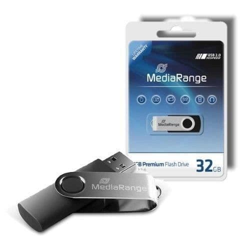 USB-nyckel - MEDIARANGE MR911 - 32 GB - USB 2.0 - Brun, Silver Svart, Silver