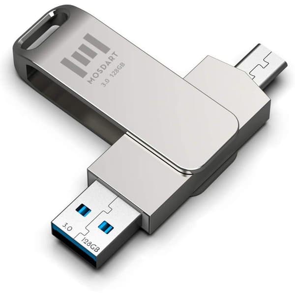 Transcend JetFlash 890 USB-minne TS128GJF890S Silver 128 GB USB 3.1, USB-C™ 1 Svart, Silver