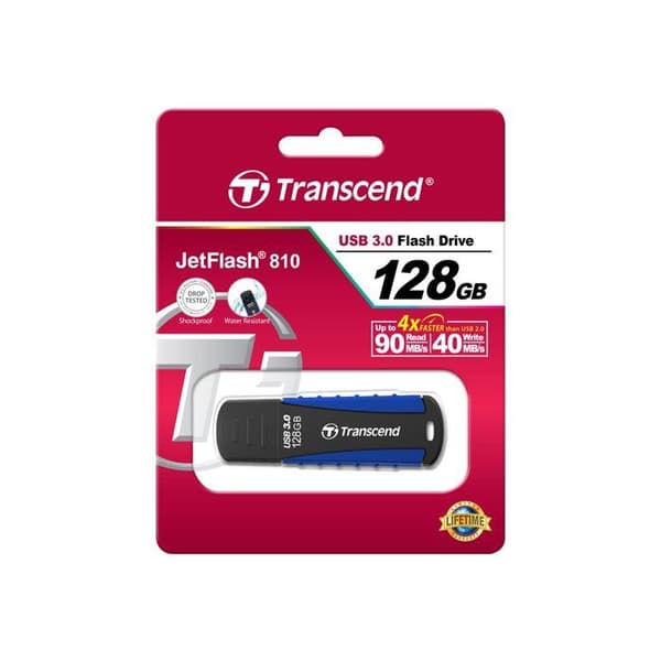 TRANSCEND JETFLASH 810 USB-nyckel - 128 GB - USB 3.0 Svart, Blå