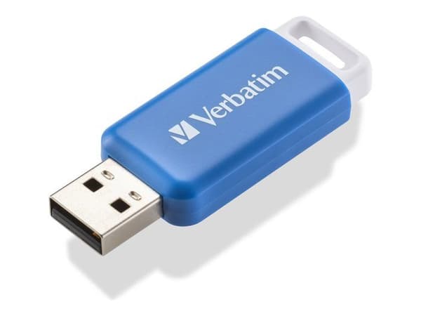 USB-minne - 64GB - Flash 2.0 DataBar, Verbatim - Blå