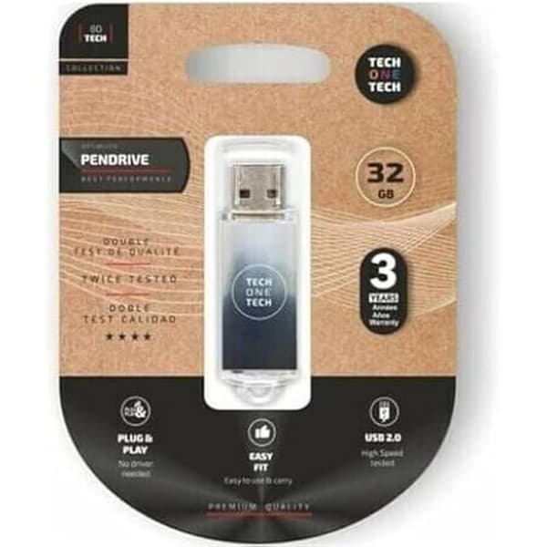 USB-nyckel - TECH ONE TECH - Be B&amp;W 32 GB - USB 2.0 - Svart