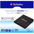 Miniatyrbild 4 av 4: DVD-brännare - Verbatim - Slimline - USB-C - Kompatibel CD/DVD - Svart