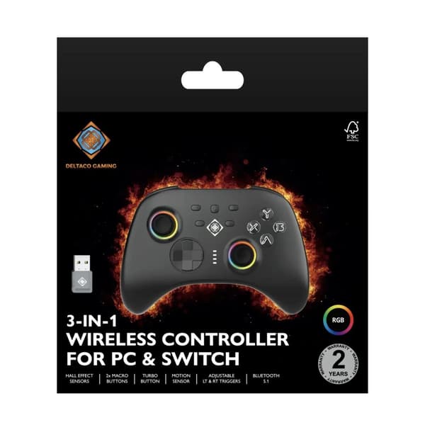 Trådlös PC & Switch handkontroll, IML Finish, BT 5.1 | 2.4G USB-mottagare | USB-C Trådat