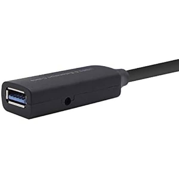 Aisens A105-0409 USB 3.0-förlängningskabel med förstärkare och strömförsörjning, typ A/M-A/H, svart, 15 m