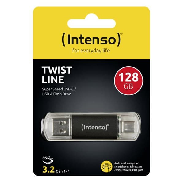 USB-nyckel - INTENSO - Twist Line - 128 GB - USB-A, USB-C™ - USB 3.1 Gen 1