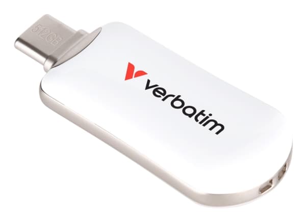 Verbatim 30231, 512 GB, USB Type-C, 3.2 Gen 1 (3.1 Gen 1), 100 MB/s, Utan skyddshatt, Vit