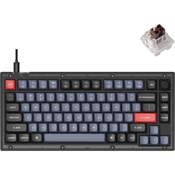 Klipp V1 75% Matt svart RGB Klipp Brun H V1-C3-DE - Keychron