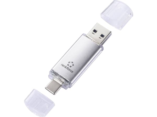 Renkforce RF-USBOS-220 USB-flashdrev 32 GB Sølv RF-6684362 USB-A, USB-C®