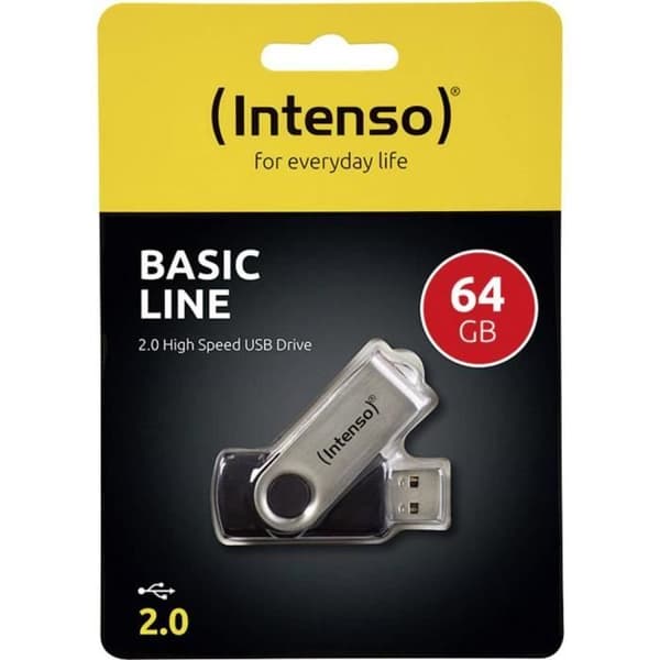USB-nyckel - INTENSO - Basic Line - 64 GB - Svart - USB 2.0