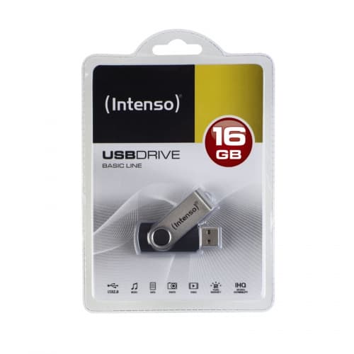 MEMORY DRIVE FLASH USB2 16GB/3503470 INTENSO Sort, Sølv