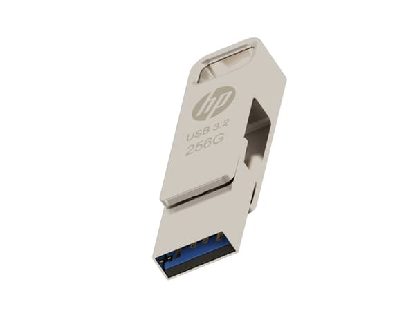 PNY HPFD206C-256, 256 GB, USB Type-A / USB Type-C, 3.2 Gen 2 (3.1 Gen 2), 100 MB/s, Skyving, Sølv