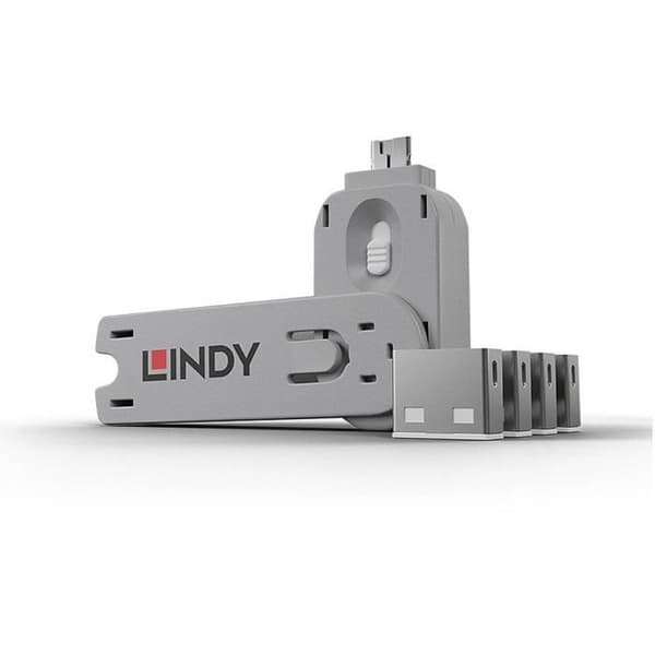 USB-nyckel och 4 USB-portblockerare - LINDY - Vit - 4 GB - 32 GB - USB 2.0