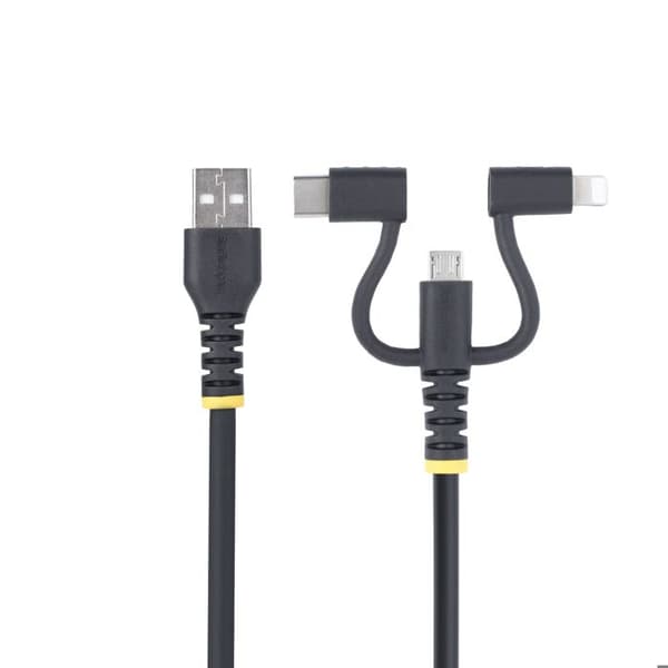 USB-laddarkabel 3-i-1 - STARTECH.COM - 1m - Apple MFi-certifierad - Hållbar - Svart