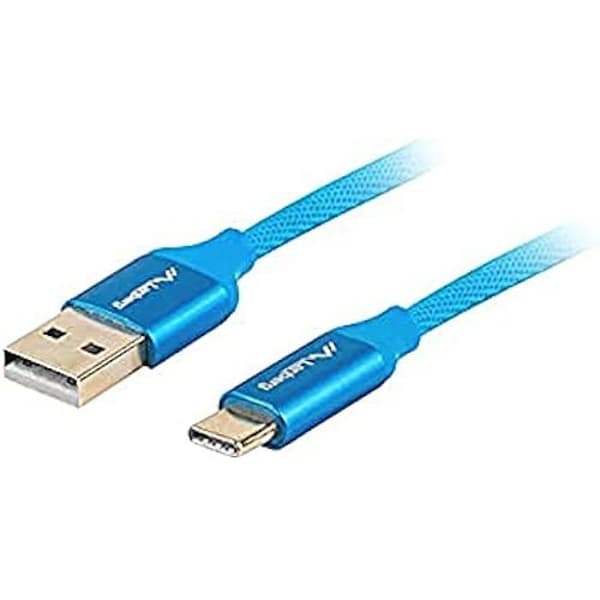 USB-kabel - LANBERG - CA-USBO-22CU-0010-BL - 1 m - USB 2.0 - USB C och A - Snabbladdning 3.0