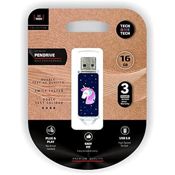 TECH ONE TECH Rnio Dream Pendrive USB 2.0 16 GB Blå, Transparent