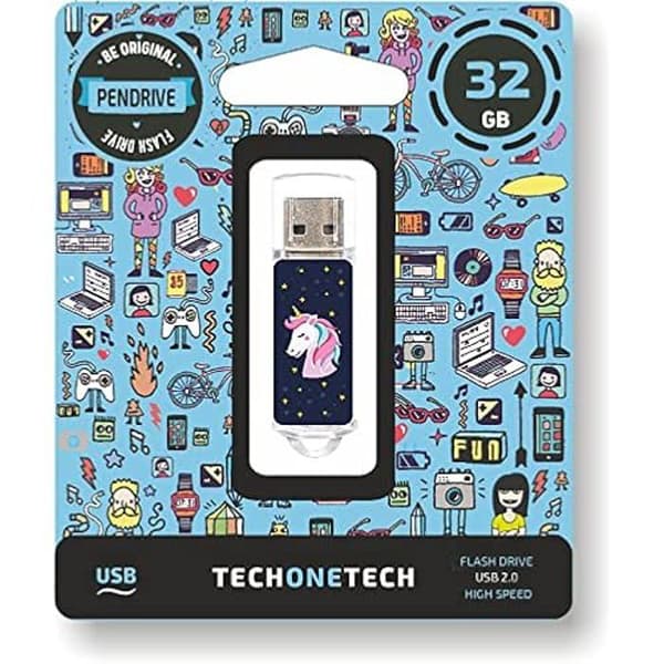 Pendrive - TECH ONE TECH - Rnio Dream - 32 Go - USB 2.0 - Ny Blå, Transparent