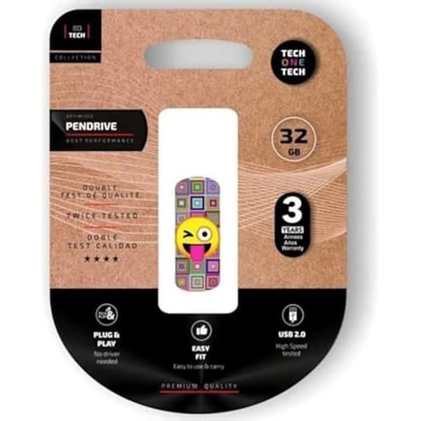USB-minne - TECH ONE TECH - TEC4402-32 - 32 GB - USB 2.0 - Flerfärgad Multifärg