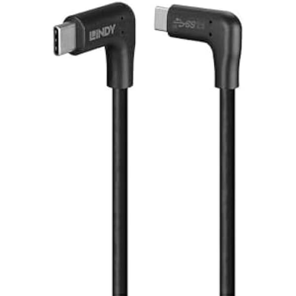 USB 3.2-kabel - LINDY - Rätt vinkel USB-C - 10 Gbps - 1,5 m - Svart