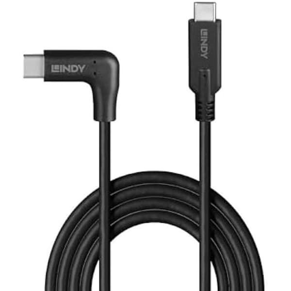 USB-kabel - LINDY - USB-C till USB-C - 0,5 m - 10 Gbit/s - 90° vinklad kontakt