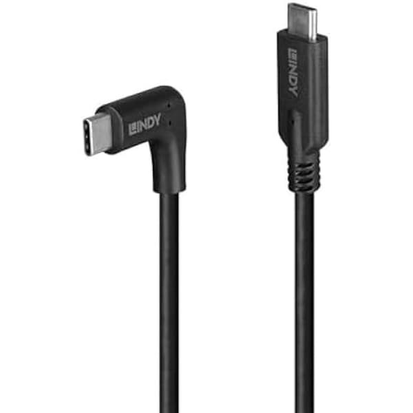 USB-kabel - LINDY - USB-C till USB-C - 0,5 m - 10 Gbit/s - 90° vinklad kontakt