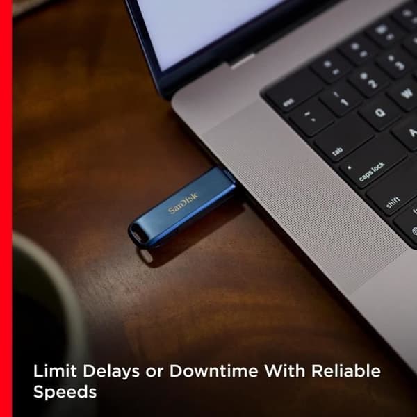 USB-stift - SANDISK - 256 Go - Lightning & USB Type-C - Automatisk säkerhetskopiering - Metallblå