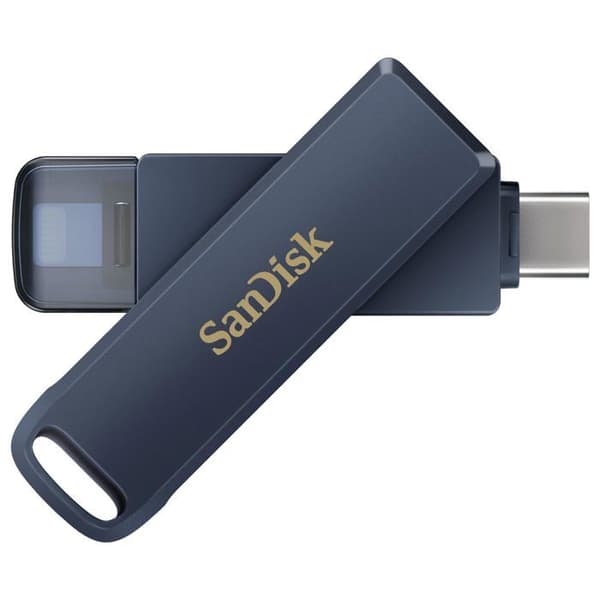 USB-stift - SANDISK - 256 Go - Lightning & USB Type-C - Automatisk säkerhetskopiering - Metallblå